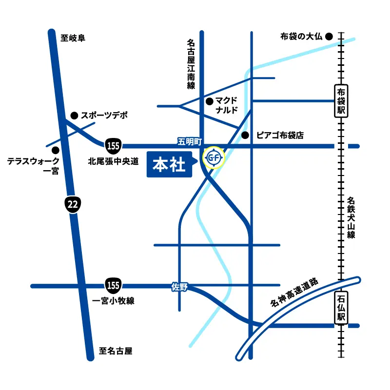 ニチグラ本社広域地図