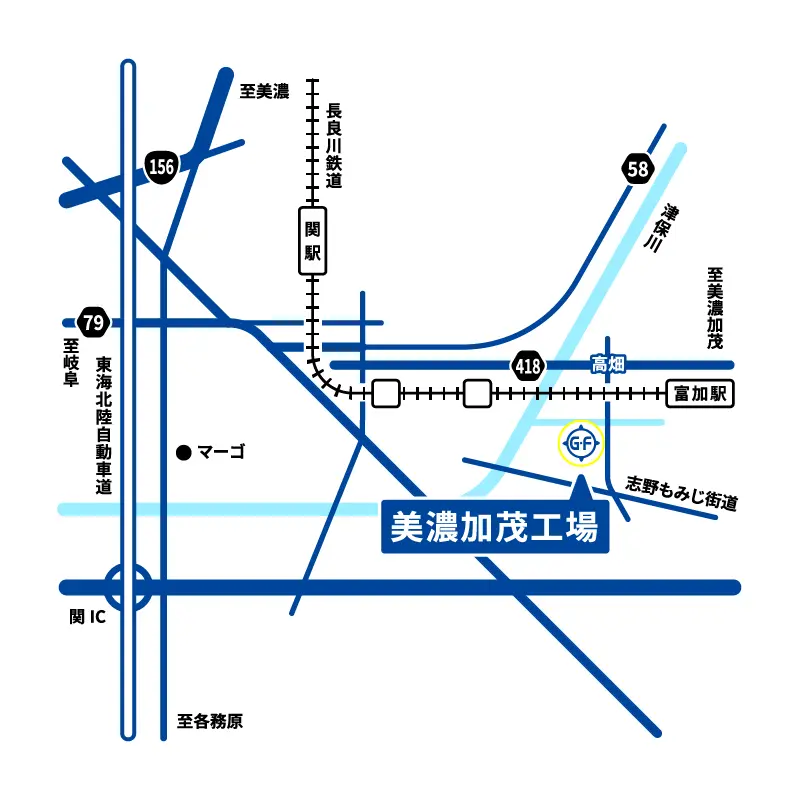 ニチグラ美濃加茂工場広域地図